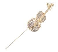 Broche Petit Violoniste Musical en Alliage Orné de Cristaux Dorés