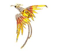 Broche Phoenix pour femme - Accessoires pour écharpe, chapeau - Jaune - 5 x 6,5 cm, 5x6.5cm, Plastique, comme description
