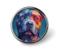 Broche/pin's rond en forme de pitbull et drapeau américain, accessoire de mode pour hommes et femmes.