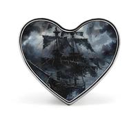 Broche pirate en pleine mer par une nuit noire, adorable broche en forme de cœur, badge/épingle à revers, bijou/décoration pour vêtements, chapeaux ou sacs.
