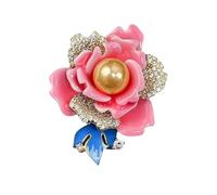 Broche pivoine délicate de style chinois avec strass étincelants en forme de fleur émaillée en alliage accessoire pour événement spécial culturel pivoine épinglette, taille unique, Comme décrit