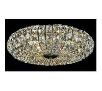 Broche Plafonnier affleurant nickel et cristal, 6 lumières, E14