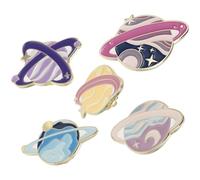 Broche Planète Céleste 5 Pièces en Alliage Émail, Décorative pour Chemises | Lot de Cinq Motifs Variés, Résistante à Décoloration, Facile à Porter, pour Chapeaux et Vestes
