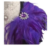 Broche Plume Broche en plumes strass for jeans, blazer, robe, décoration, corsage, carnaval, spectacle, fête, épaulette Femme(Color 06)
