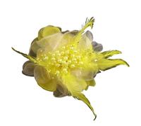 Broche plume Broche fleur en tissu tendance for femme, grande épingle à revers plumes et accessoires vestimentaires(Yellow)