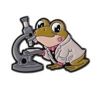 Broche polyvalente de technicien de laboratoire grenouilles avec design de microscope pour tenue décontractée avec microscope et tube à essai, accessoire sur le thème de la science pour les amateurs