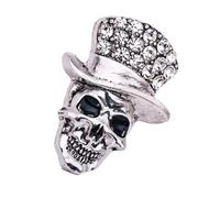 Broche polyvalente en alliage avec strass complexes - Style gothique chic - Pour tenues quotidiennes et de soirée - Broche en forme de tête de mort pour Halloween, taille unique, Comme décrit