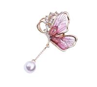 Broche polyvalente en alliage robuste avec perles en forme de papillon, accessoire moderne inspiré des gouttes d'eau pour une tenue décontractée et formelle, taille unique, Comme décrit