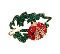 Broche polyvalente en forme de coccinelle cloutée en cristal - Parfait pour les robes, manteaux et occasions spéciales - Accessoire de bijoux en forme de coccinelles, One Size, Comme décrit