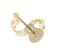 Broche polyvalente en forme de guitare en strass pour événements musicaux, tenues formelles, anti-ternissement, accessoires musicaux, taille unique, Comme décrit