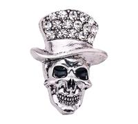Broche polyvalente en forme de tête de mort avec base en alliage et strass complexes - Style gothique chic - Pour tenue quotidienne et soirée - Broche en métal léger, One Size, Comme décrit
