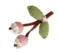 Broche portable en tissu avec motif de cerises, d'aubépine, détails faits à la main, polyvalente, pour robes, vestes, sacs, broche inspirée de la nature, taille unique, Comme décrit