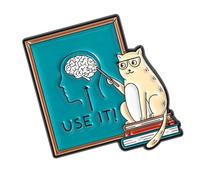 Broche portative légère, conception d ' enseignant de chats, encourageant l ' activité de pensée, fixation facile, broche émaillée créative pour enseignant avec lunettes, tête pointée