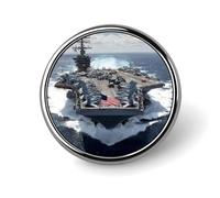 Broche porte-avions USS, insigne rond, épingle de col pour accessoires de vêtements et manteaux