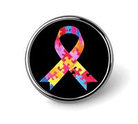Broche/porte-badge rond ruban de sensibilisation à l'autisme pour vêtements, sacs, sacs à dos, chapeaux