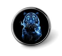 Broche/porte-badge rond Tiger Camera Thunder pour vêtements, sacs, sacs à dos, chapeaux