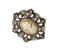 Broche portrait de femme sans date - Design vintage - En alliage doré - Accessoires pour décoration de robe - Épingle en alliage robuste, taille unique, Comme décrit