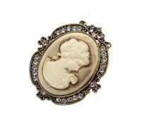Broche portrait de femme sans date - Design vintage inspiré en alliage doré - Accessoires pour décoration de robe - Broche camée vintage, taille unique, Comme décrit