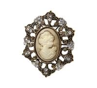 Broche portrait de femme sans date - Design vintage inspiré en alliage doré - Accessoires pour décoration de robe élégante, One Size, Comme décrit