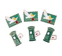 Broche Postale Vintage 6 Pièces en Métal, Motif Boîte aux Lettres
