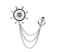 Broche pour col de chemise en alliage avec ancre et gouvernail pour homme,