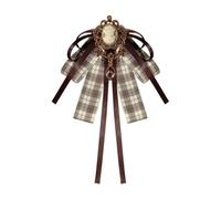 Broche pour femme avec ruban et nœuds en dentelle en cristal - Broche élégante en forme de fleur avec strass pour une tenue formelle, marron, As Show