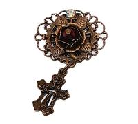Broche pour Hommes Broche Rosette Vintage Gothique Steampunk Dents Épingles de Costume(rouge)