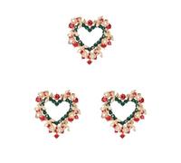 Broche pour sapin de Noël avec strass rouges et verts en cristal rouge et vert émeraude foncé - AL054-A, as description, Polyester