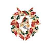 Broche pour sapin de Noël avec strass rouges et verts en cristal rouge et vert émeraude foncé, as description, Polyester