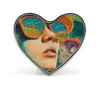Broche psychédélique en forme de cœur, inspirée des champignons, pour décorer un sac, une chemise ou une soirée. Bijou personnalisé.