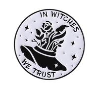 Broche punk gothique sorcière émaillée avec motifs chats et lunes pour Halloween, bijoux, accessoires et cadeaux, taille unique, Comme décrit