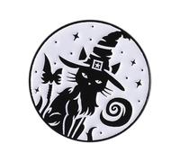 Broche punk gothique sorcière émaillée avec motifs chats et lunes pour Halloween, bijoux, accessoires et cadeaux, taille unique, Comme décrit