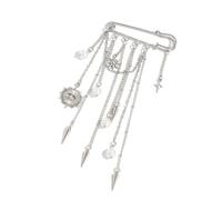 Broche punk imitation perles avec chaîne de taille détachable pour accessoires élégants Broche en alliage