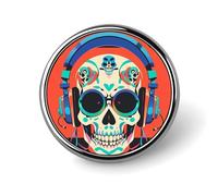 Broche punk rock en forme de crâne avec écouteurs, badge bouton mignon, épingles rondes en émail, épingles en métal pour chapeau, chemise, vêtements, sacs, décoration