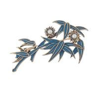 Broche raffinée en bambou bleu brûlé de style chinois - Broche feuille rétro pour accessoires Cheongsam