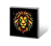 Broche rasta jamaïcaine à tête de lion, insigne carré, épinglette pour col ou revers, cadeau pour femmes et hommes