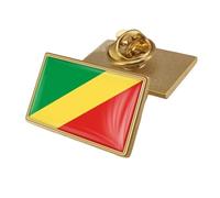 Broche Rectangulaire Avec Drapeau De La République Du Congo - Épingle À Revers Avec Imprimé Patriotique Vintage, Badge De Nation, Sac À Dos, Vêtements, Accessoires, Bijoux, Cadeau Rectangulaire