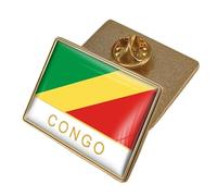 Broche Rectangulaire Avec Drapeau De La République Du Congo - Épingle À Revers Vintage Avec Bannière Patriotique, Badge De Nation, Sac À Dos, Vêtements, Accessoires, Bijoux, Cadeau, Personnage