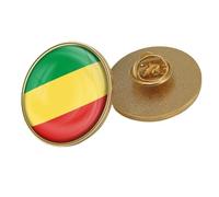 Broche Rectangulaire Avec Drapeau De La République Du Congo - Épingle À Revers Vintage Avec Imprimé Patriotique, Badge De Nation, Sac À Dos, Vêtements, Accessoires, Bijoux, Cadeau Rond