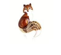 Broche renard marron avec strass étincelants Cadeau idéal pour Noël ou un anniversaire