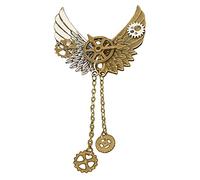 Broche rétro en forme d'ailes d'oiseau pour femme et homme - Broche mécanique pour écharpe - Chaîne d'aile - Pentagones