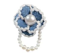 Broche rétro en forme de fleur de camélia avec perles - Artisanat délicat - Nœud papillon - Utilisation polyvalente - Cadeau polyvalent - Accessoire de corsage floral, taille unique, Comme décrit