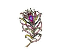 Broche rétro en forme de paon multicolore avec strass scintillants en alliage, taille unique, Comme décrit