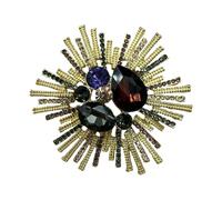 Broche rétro moderne en cristal pour femme - Design baroques de luxe - Multi-usage - Légère - Accessoire de mode - Broche en strass en cristal, 6.2cm, Comme décrit