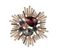 Broche rétro moderne en cristal pour femme - Design baroques de luxe - Multi-usage - Légère - Accessoire de mode rétro - Broche en cristal inspirée de la cour, 5.4cm, Comme décrit