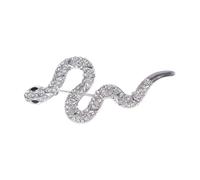 Broche rétro punk en forme de serpent en métal, épingle à revers vintage unisexe avec strass étincelants, As show, Acier allié