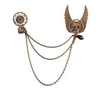 Broche rétro steampunk Ins engrenages chaîne ailes badge broche pour décoration