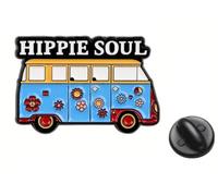 Broche rétro style hippie Soul Peace and Love Campervan, Small, Zinc, zinc.