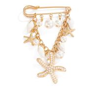 Broche romantique en forme de conque, Corsage avec perles d ' imitation, chaîne pendentif élégante pour offrir une broche tendance