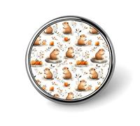 Broche ronde à imprimé floral orange pour sac à dos, accessoire de costume pour homme, badge rond en métal, pour vêtements et chapeaux